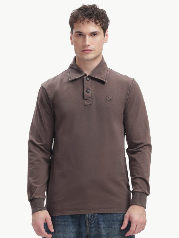 Vintage Wash Cotton Looper — Mocha Brown, front
