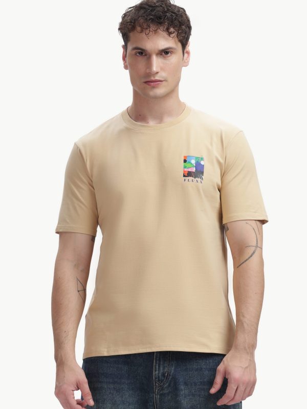 Abstract Art Tee — Sand Beige, front