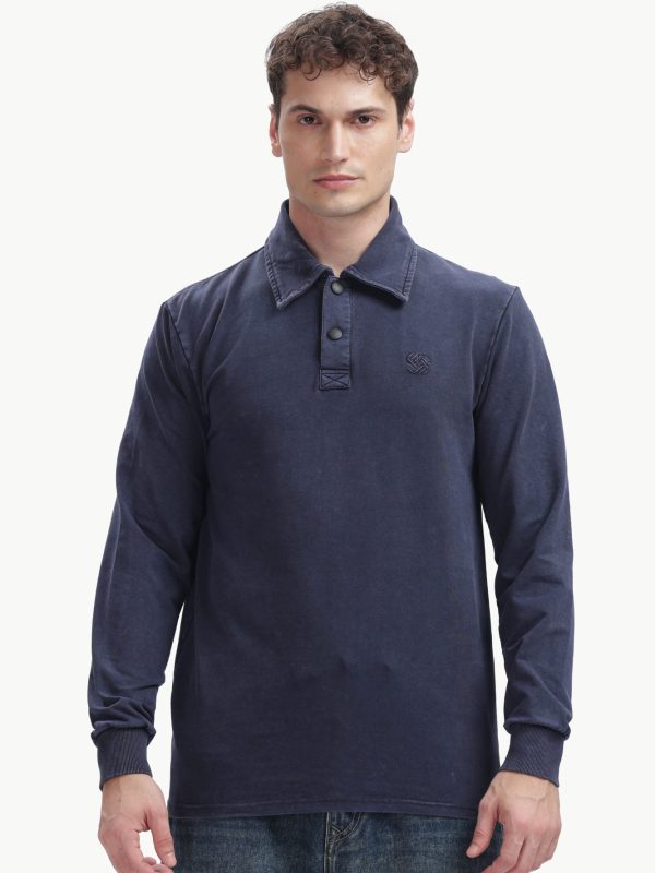 Vintage Wash Cotton Looper — Deep Navy, front