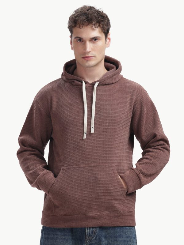 Essential Waffle Hoodie — Mocha Brown, front
