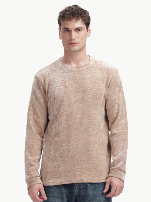 Textured Relaxed Fit Tee — Geometric Corduroy, front