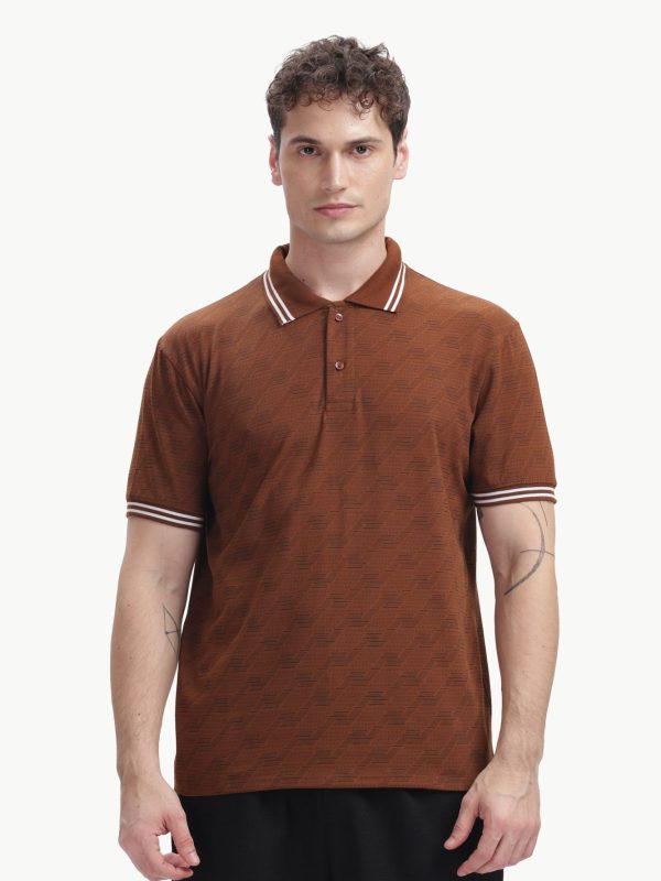 Abstract Texture Polo — Rust Brown, front