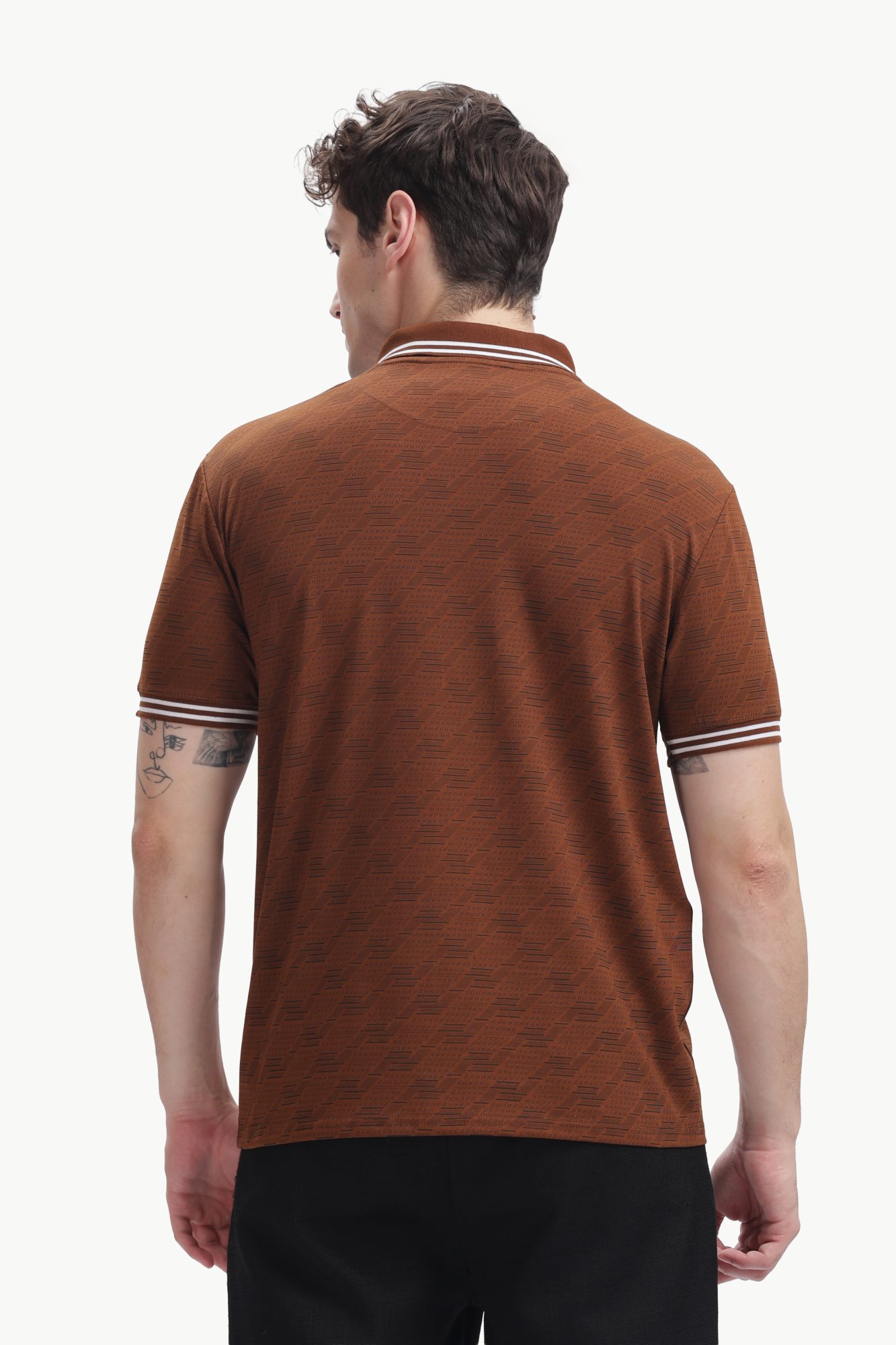 Abstract Texture Polo — Rust Brown, back