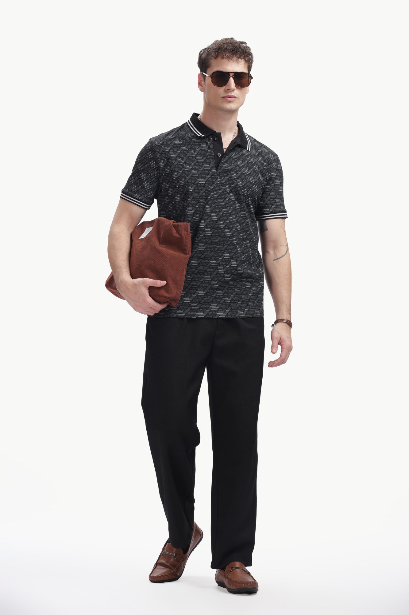 Noir Pattern Polo, styled
