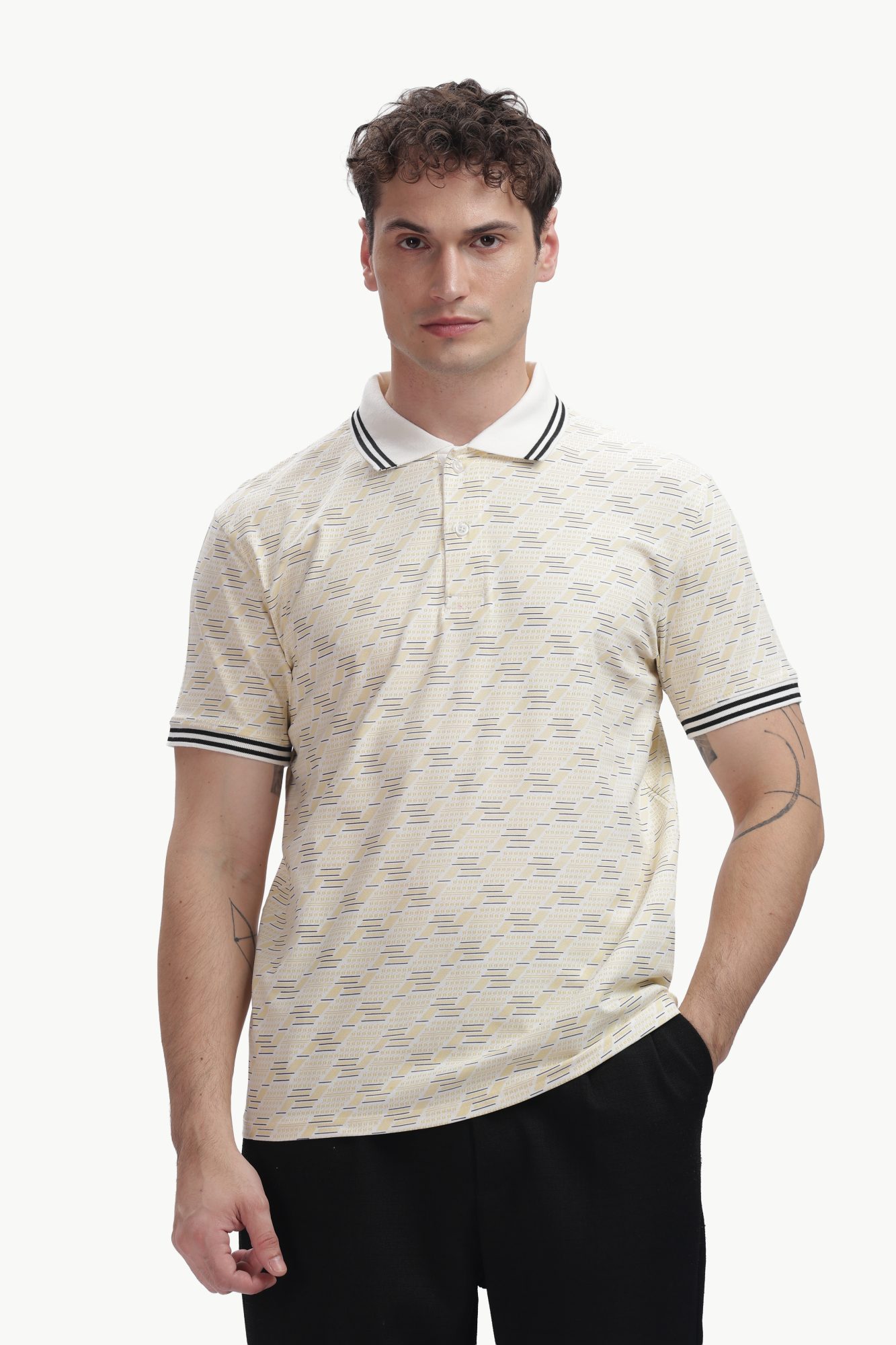 Ivory Pattern Polo, front