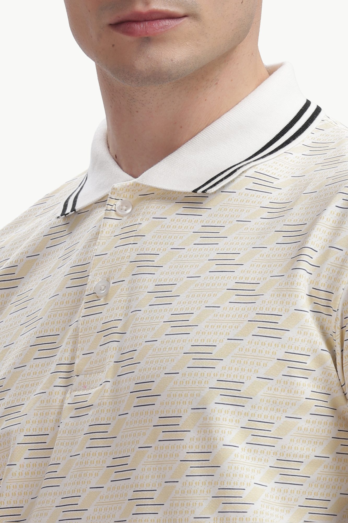 Ivory Pattern Polo, close detail