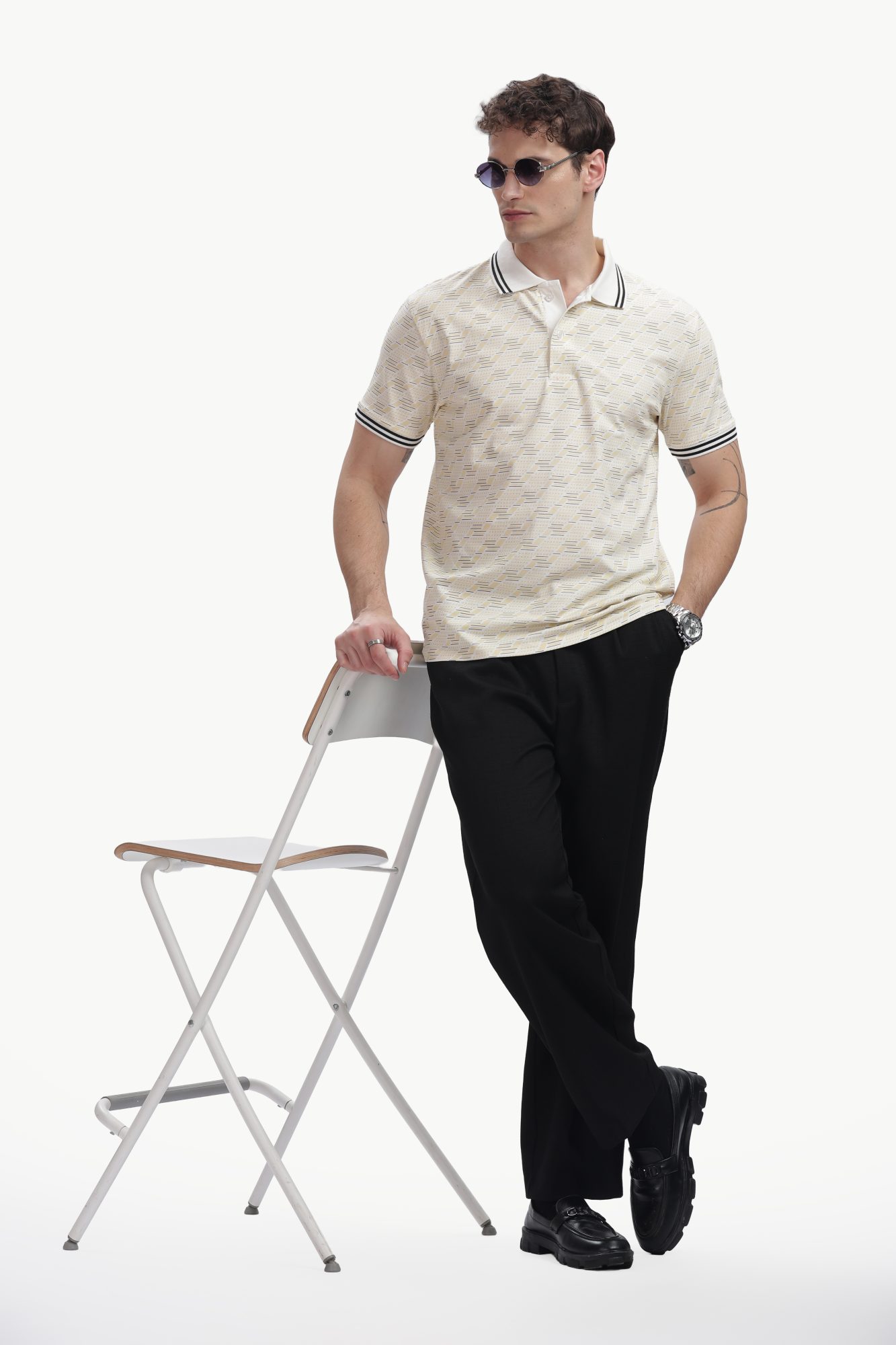 Ivory Pattern Polo, styled