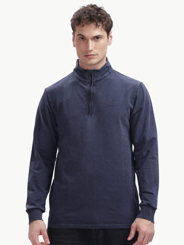 Navy Vintage Wash Quarter-Zip Pullover, front