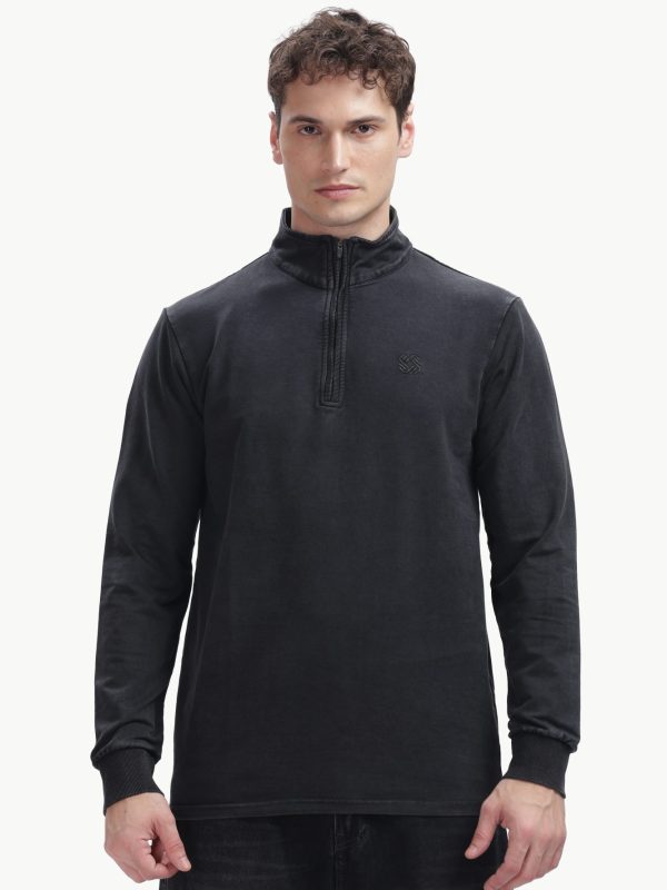 Vintage Wash Quarter-Zip — Carbon Black, front